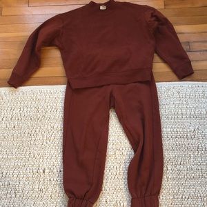 A New Day Rust Brown Athleisure Sweatsuit Size Small